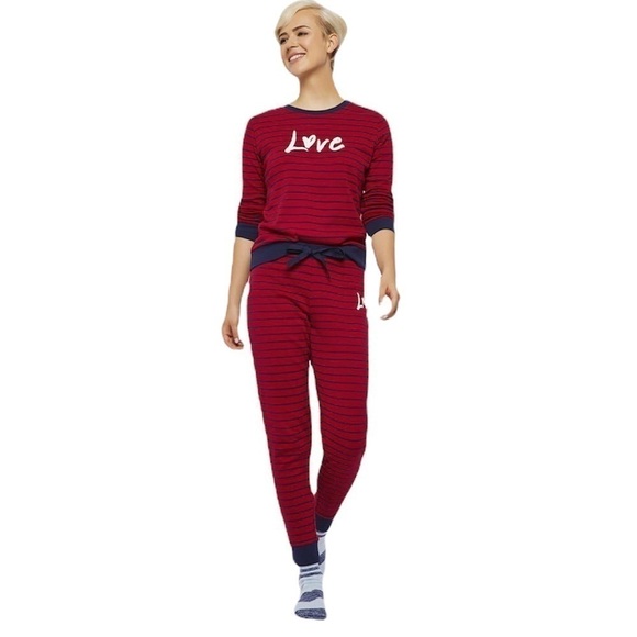 LOVE Ellen Degeneres RED pajamas PJ sleeping top. Crew neck pyjamas. Size Small - Picture 2 of 6